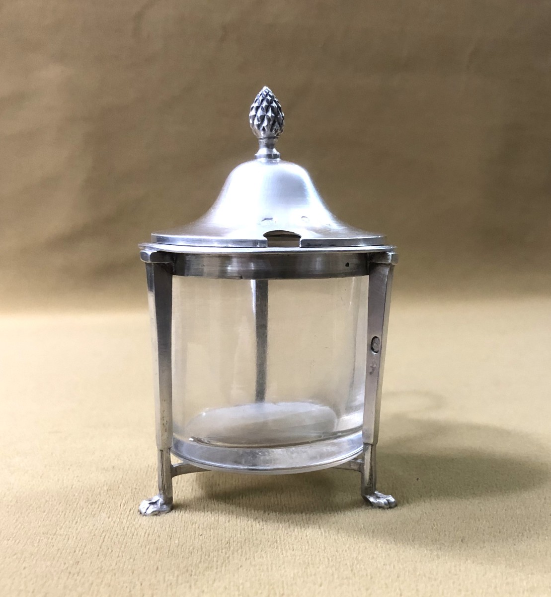 Solid Silver Mustard Pot From The Empire-consulate Period, Rooster Hallmark-photo-3