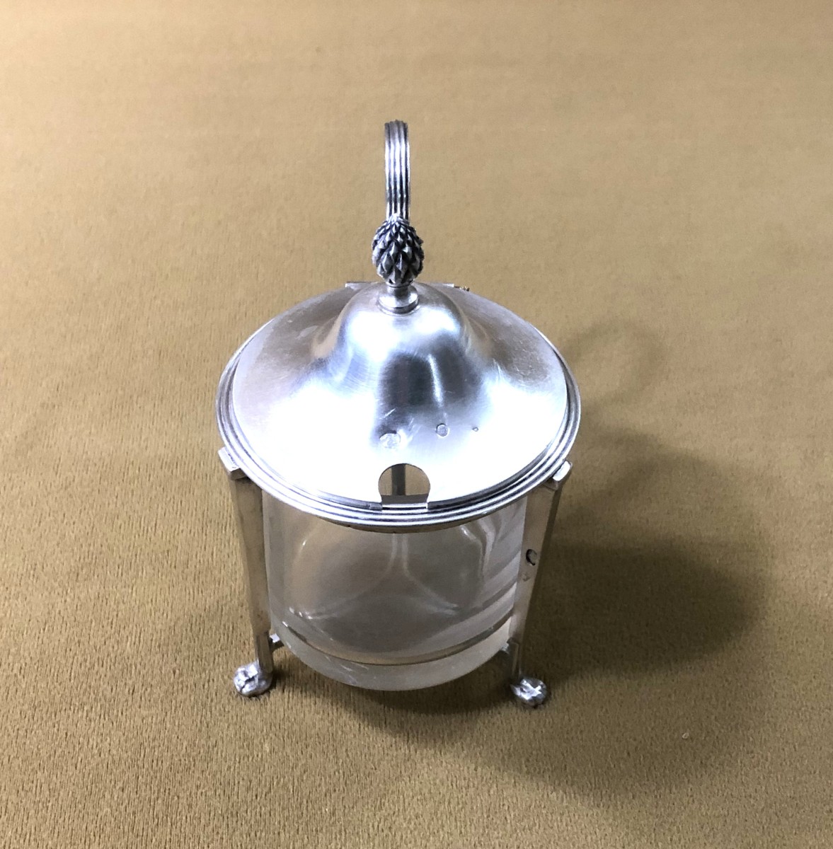 Solid Silver Mustard Pot From The Empire-consulate Period, Rooster Hallmark-photo-1