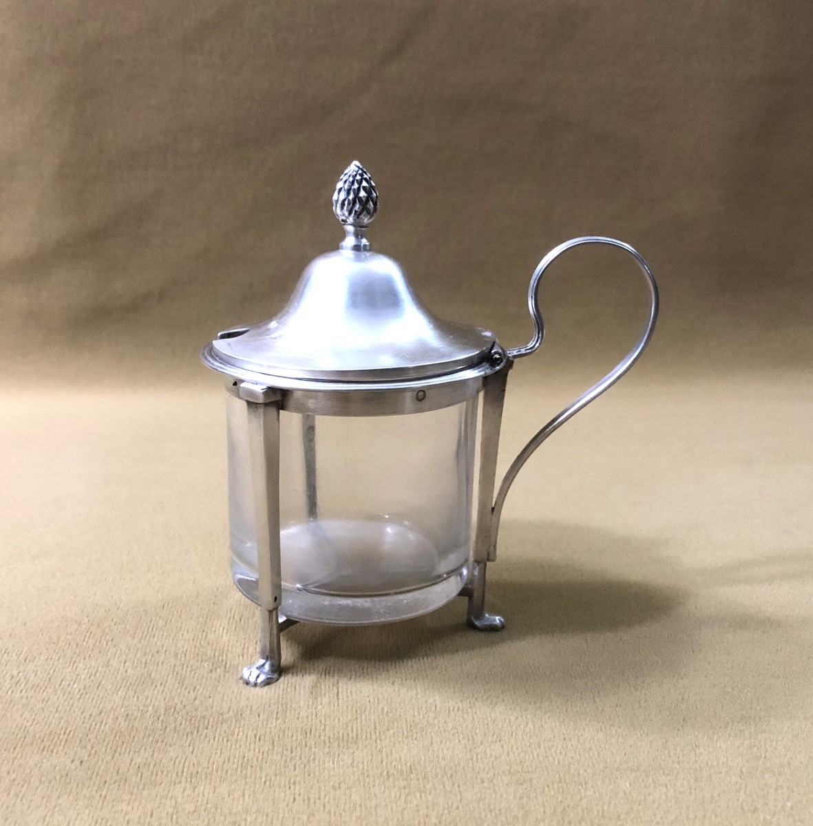 Solid Silver Mustard Pot From The Empire-consulate Period, Rooster Hallmark