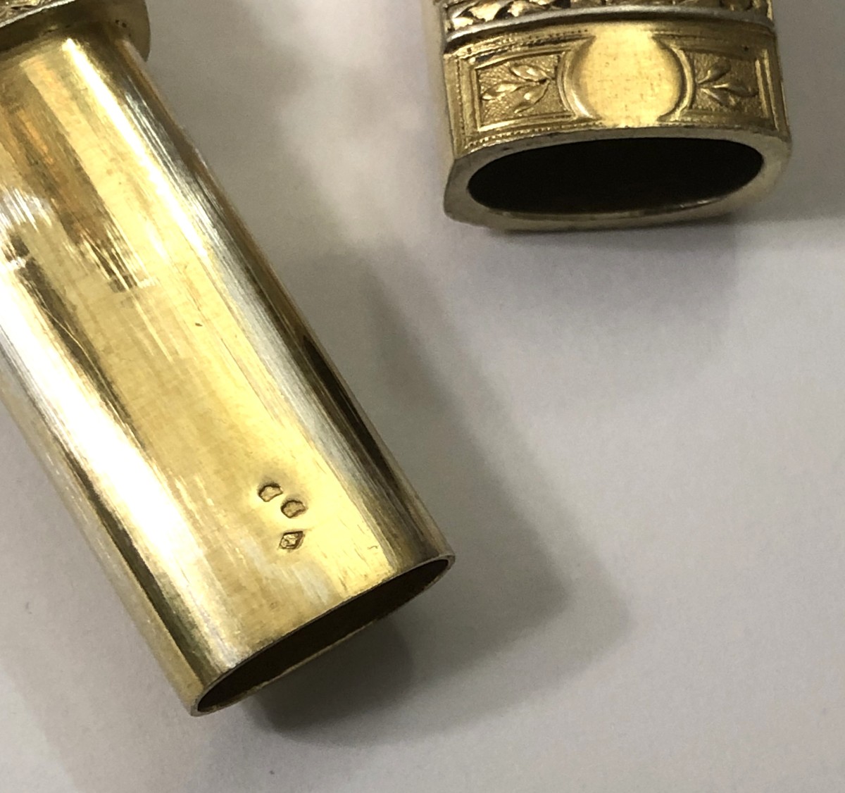 Antique Silver-gilt Wax Stick Case Forming A Sealing Wax Seal-photo-2