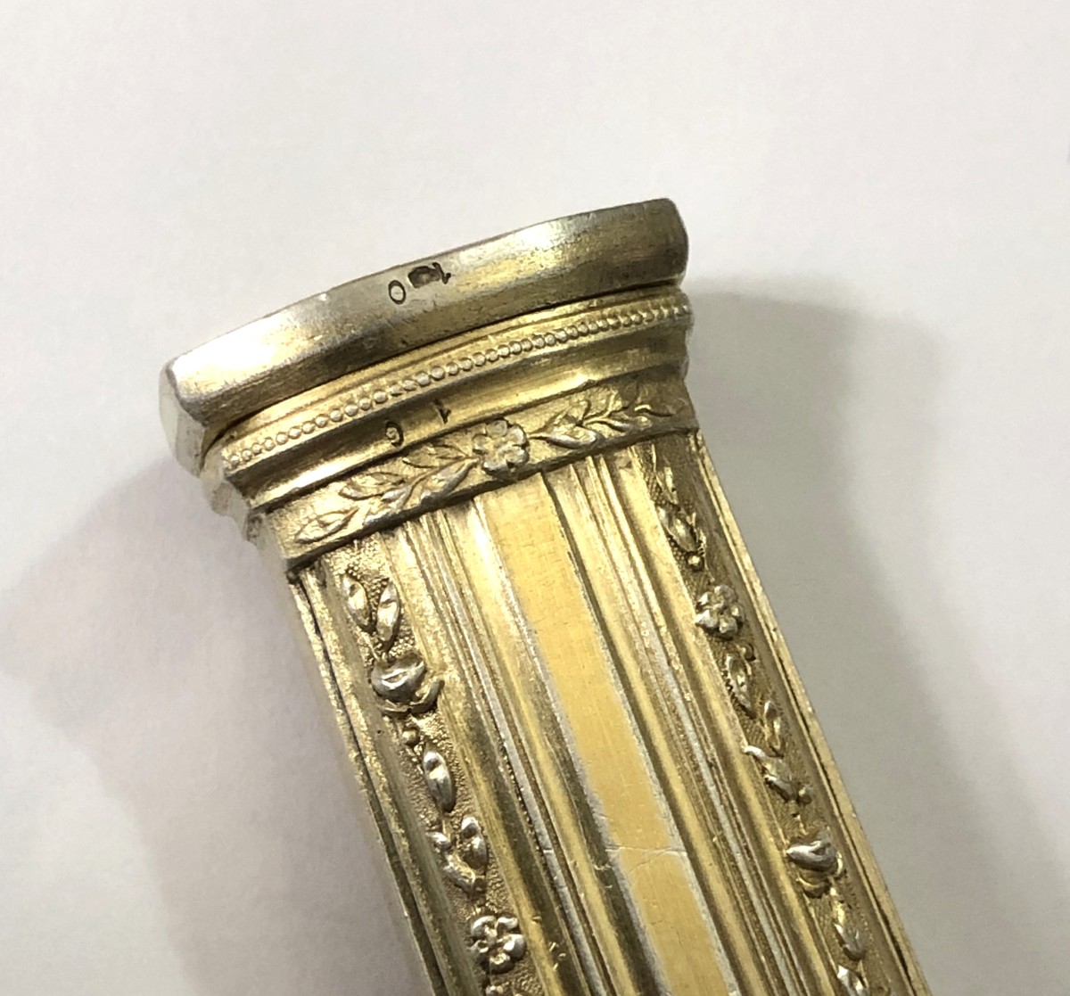 Antique Silver-gilt Wax Stick Case Forming A Sealing Wax Seal-photo-4