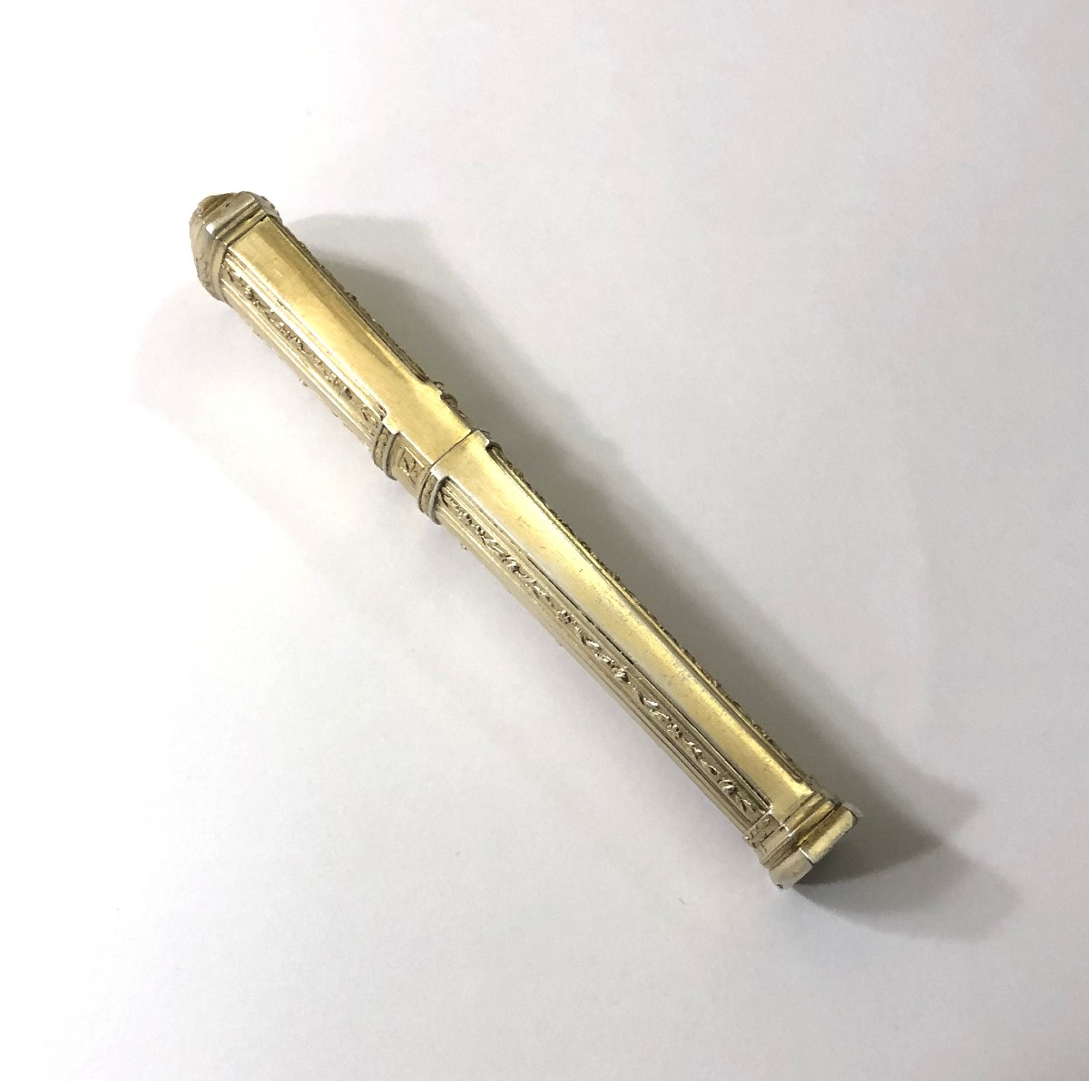 Antique Silver-gilt Wax Stick Case Forming A Sealing Wax Seal-photo-6