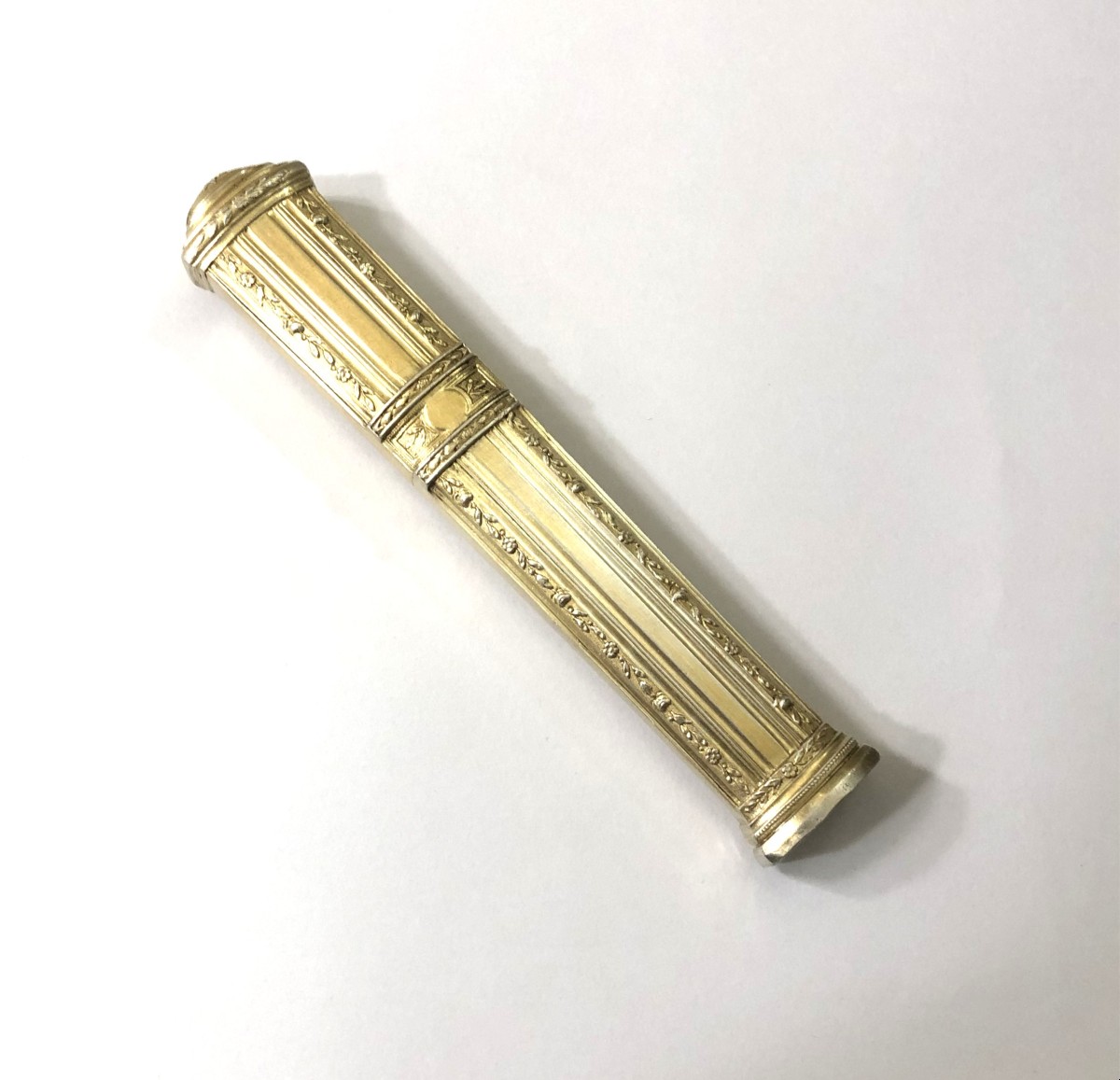 Antique Silver-gilt Wax Stick Case Forming A Sealing Wax Seal