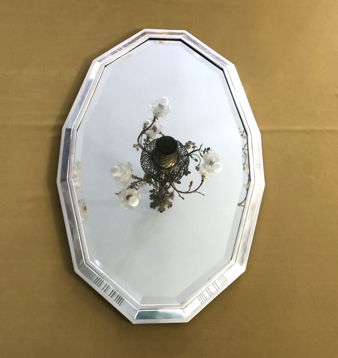 ERCUIS - surtout de table d'époque ART DECO en métal argenté à fond de glace -photo-4