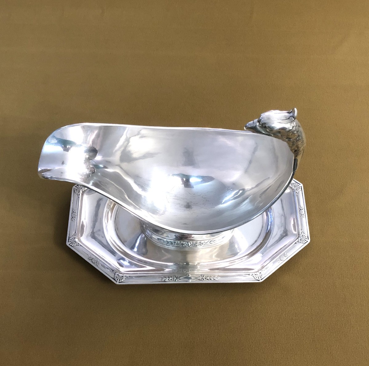 Antique Christofle Silver-plated Metal Gravy Boat, Empire Model (formerly Malmaison)-photo-2
