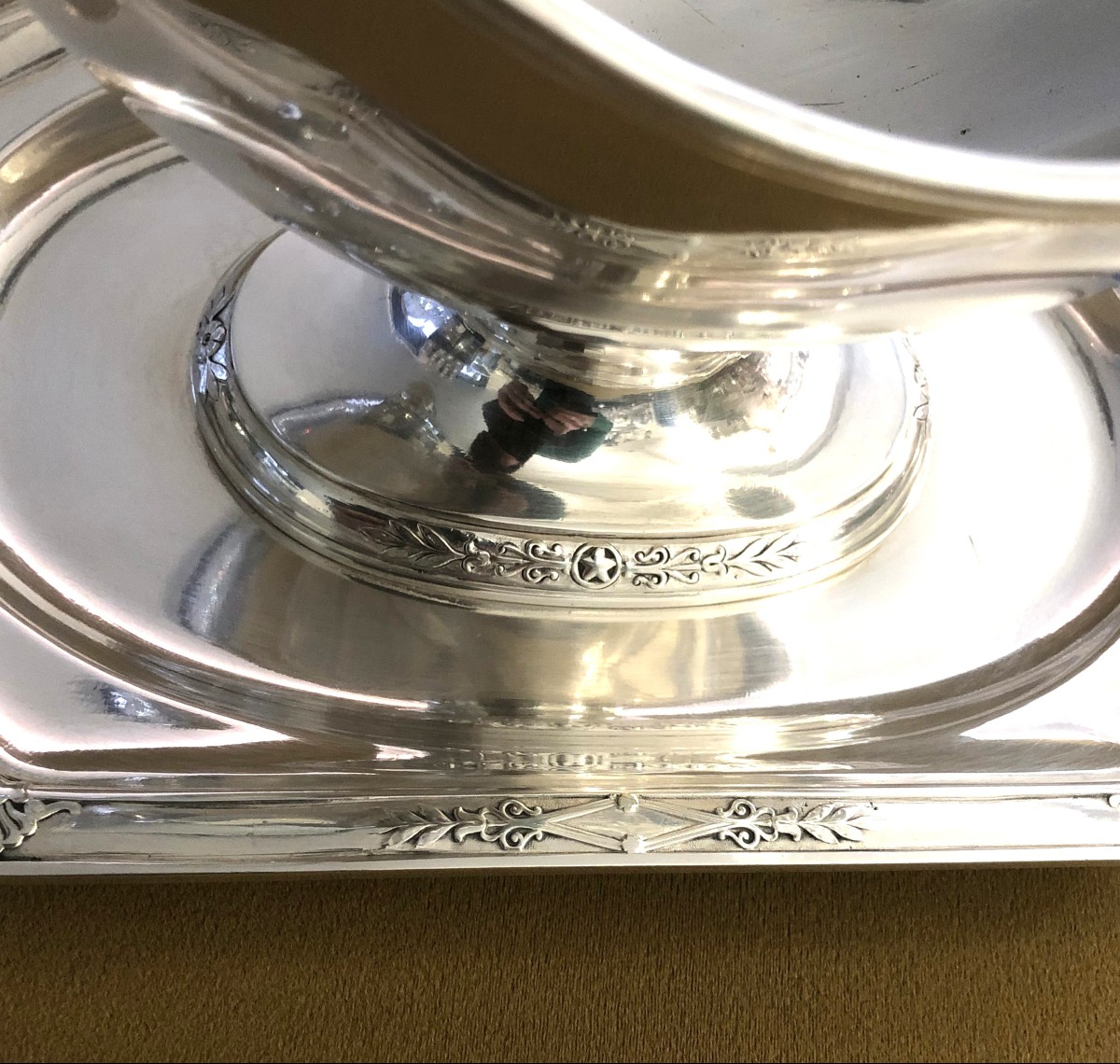 Antique Christofle Silver-plated Metal Gravy Boat, Empire Model (formerly Malmaison)-photo-3