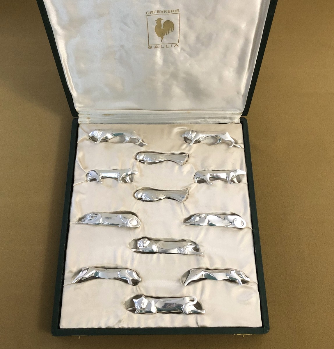 12 portes - couteaux animaliers GALLIA (maison CHRISTOFLE) par SANDOZ en métal argenté-photo-2