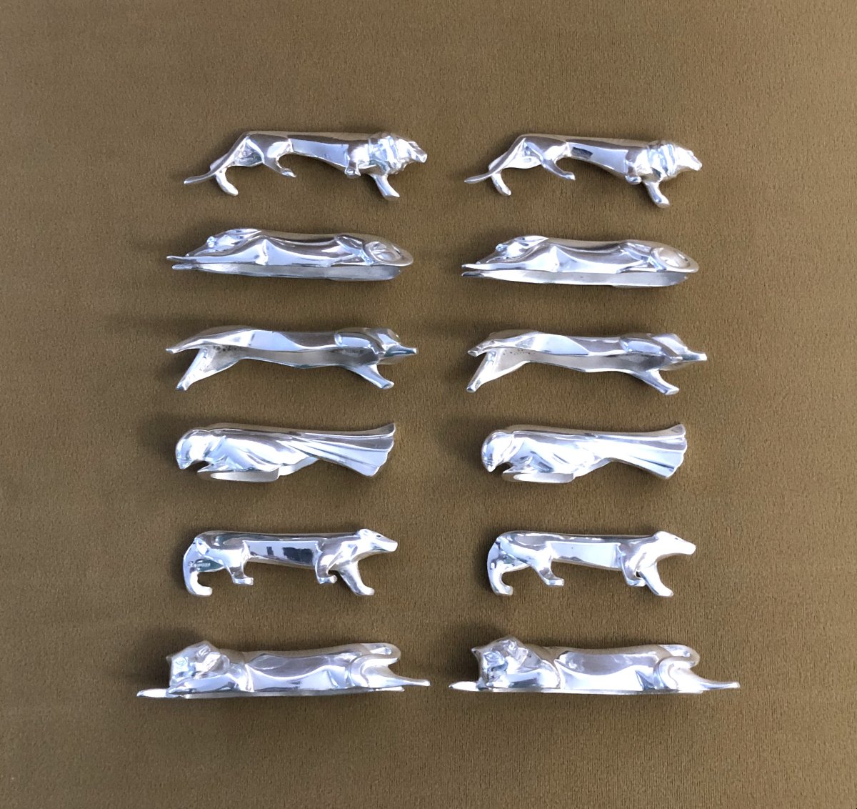 12 portes - couteaux animaliers GALLIA (maison CHRISTOFLE) par SANDOZ en métal argenté-photo-1