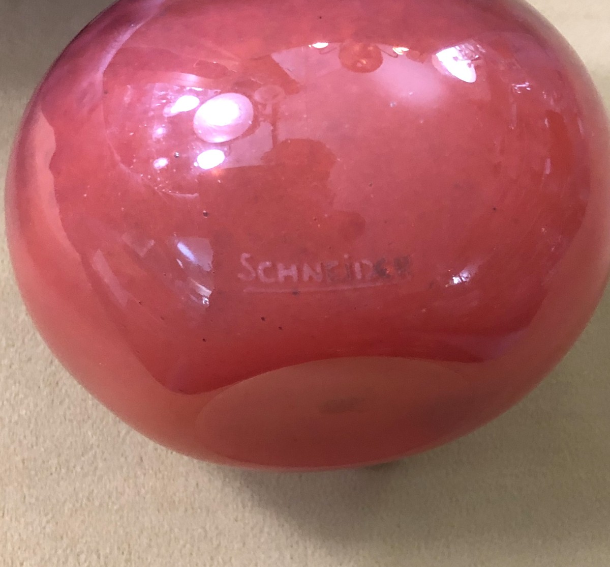 ancien pichet / verseuse ART DECO en verre marmoréen signé SCHNEIDER-photo-4