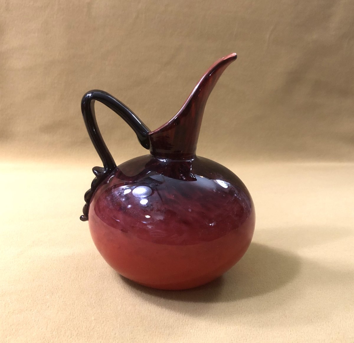 ancien pichet / verseuse ART DECO en verre marmoréen signé SCHNEIDER-photo-2