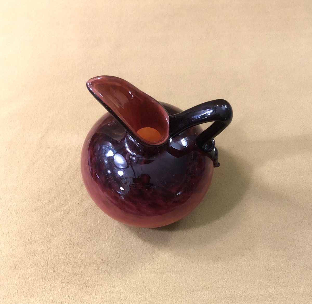 ancien pichet / verseuse ART DECO en verre marmoréen signé SCHNEIDER-photo-3