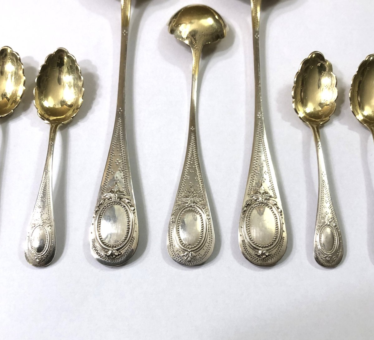 service à condiments et à confiture / couverts en argent massif MINERVE-photo-2