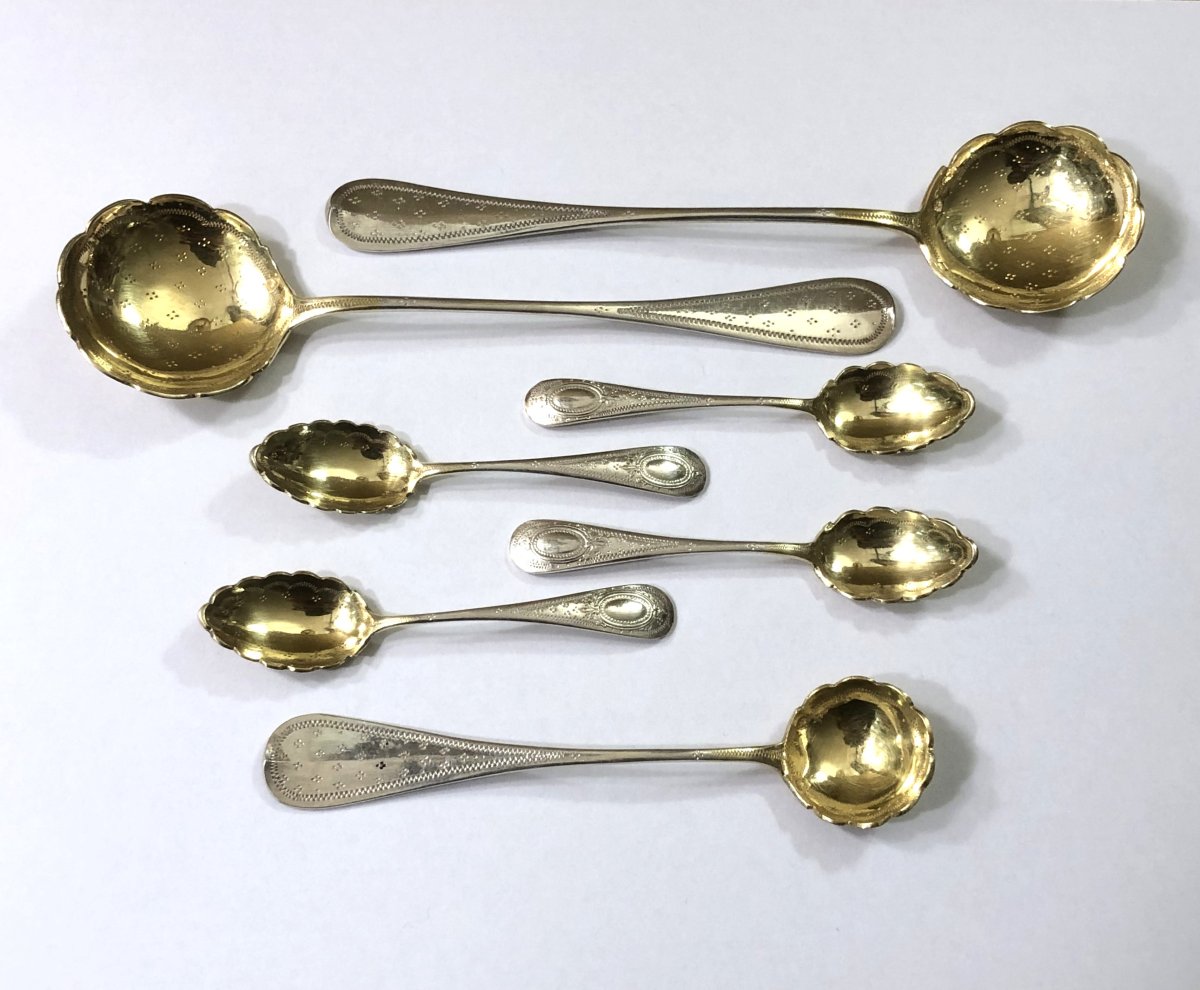 service à condiments et à confiture / couverts en argent massif MINERVE-photo-4