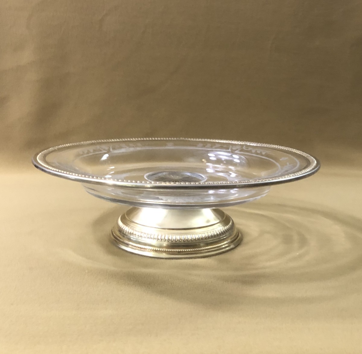 PAUL FOUCARD - coupe montée / compotier en cristal et vermeil poinçonné MINERVE-photo-1
