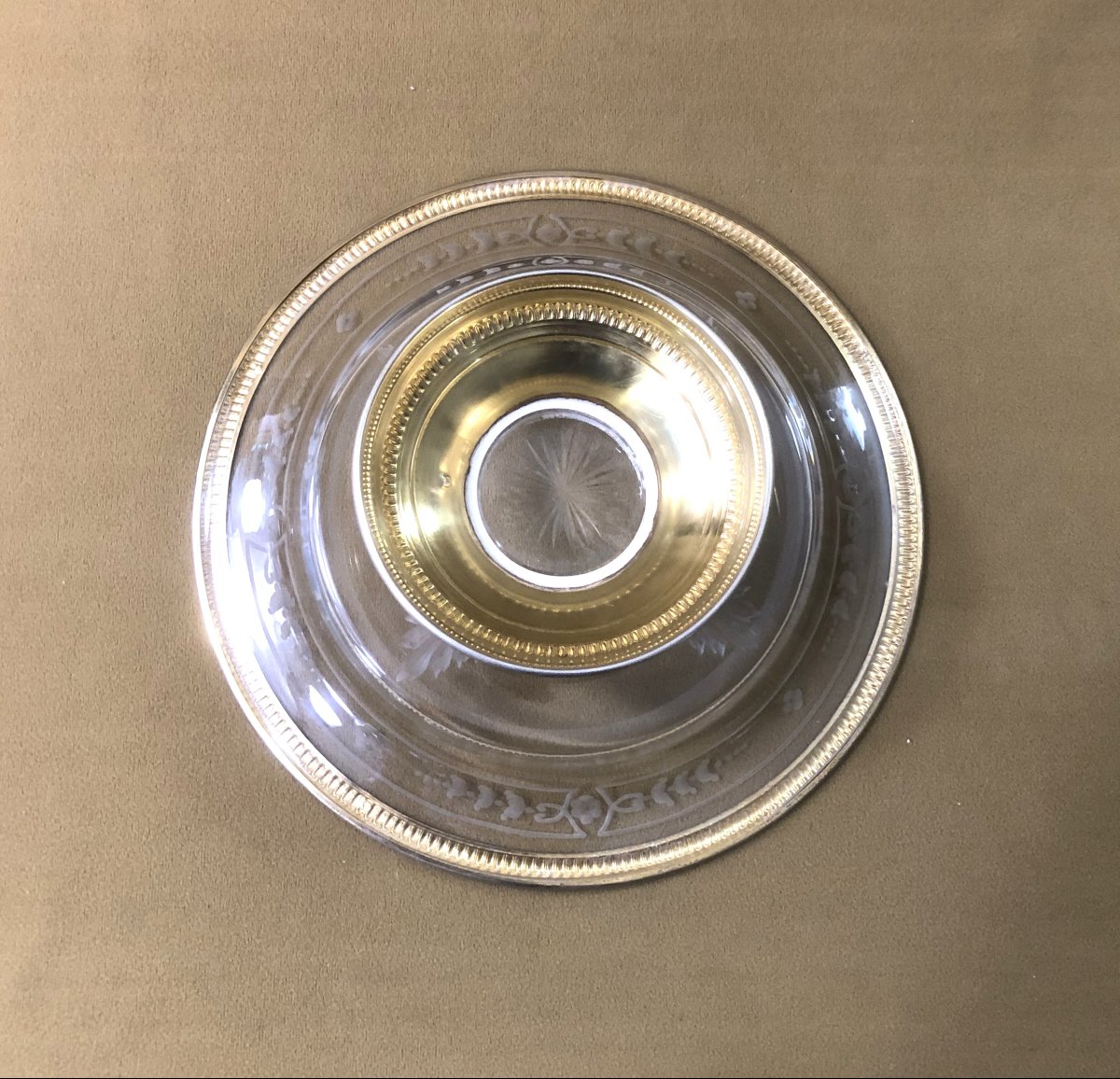 PAUL FOUCARD - coupe montée / compotier en cristal et vermeil poinçonné MINERVE-photo-6
