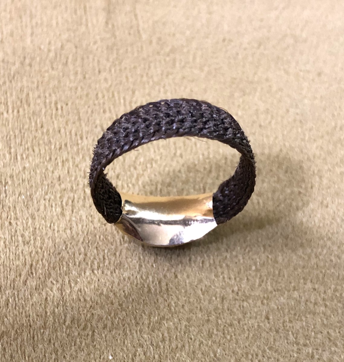 "sentimental" Ring / Mourning Jewelry In Braided Hair And 18-karat Gold - Late 19th Century-photo-1