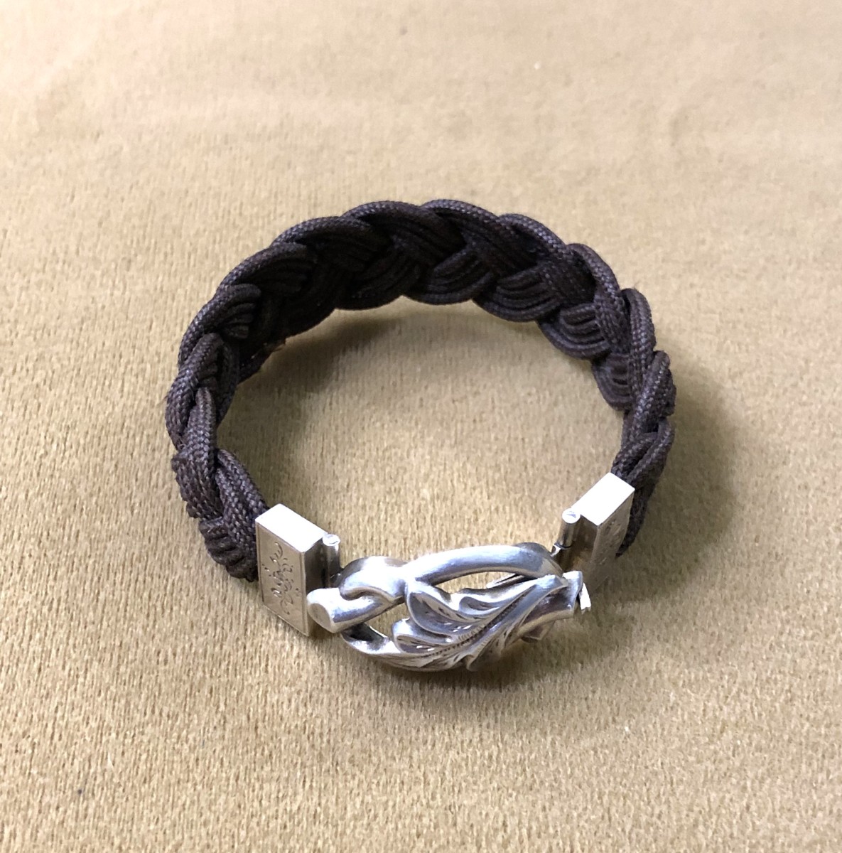 "sentimental" Bracelet / Mourning Jewelry In Braided Hair And Sterling Silver - Late 19th Century-photo-2