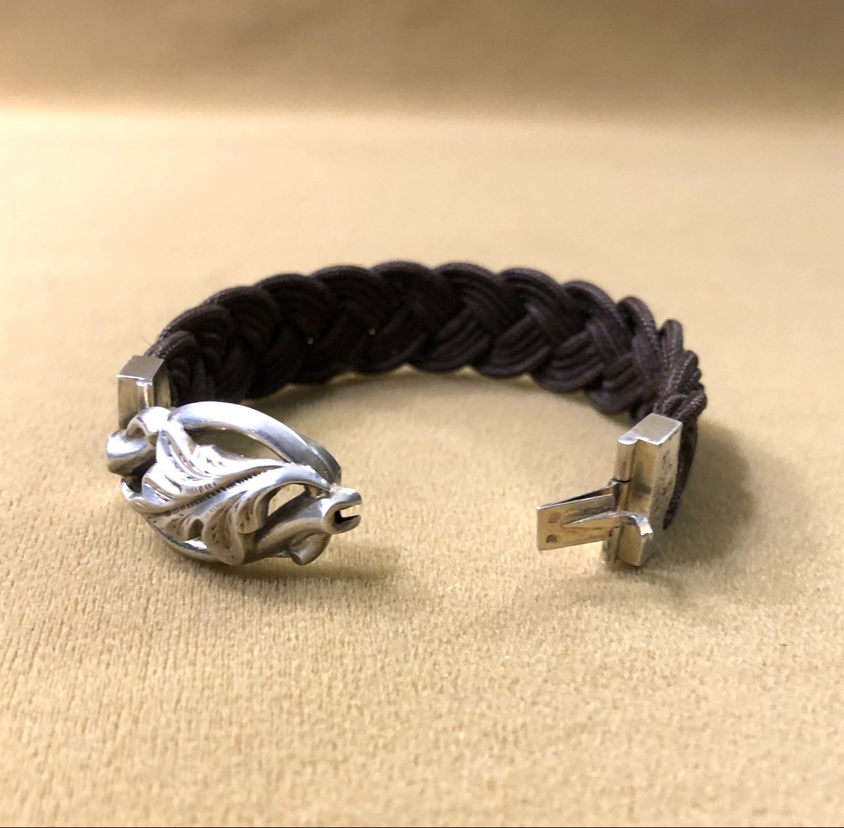 "sentimental" Bracelet / Mourning Jewelry In Braided Hair And Sterling Silver - Late 19th Century-photo-1