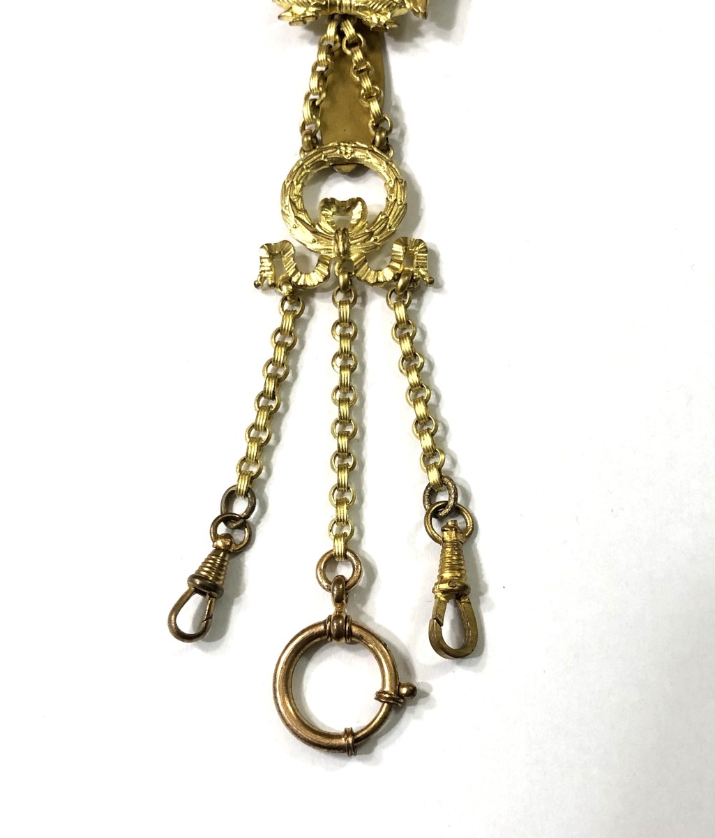 Antique Chatelaine Key In Pomponne For A Pocket Watch With Eagle Decoration, 19th Century-photo-3