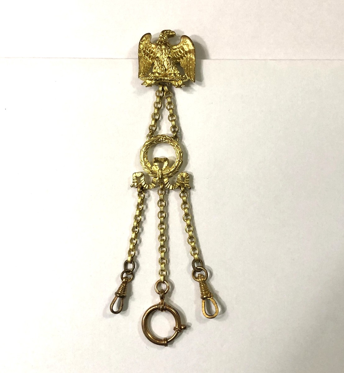 Antique Chatelaine Key In Pomponne For A Pocket Watch With Eagle Decoration, 19th Century-photo-4