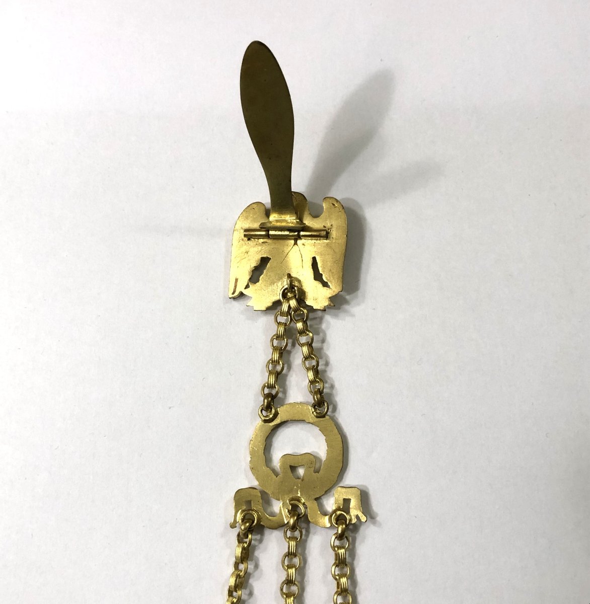 Antique Chatelaine Key In Pomponne For A Pocket Watch With Eagle Decoration, 19th Century-photo-3