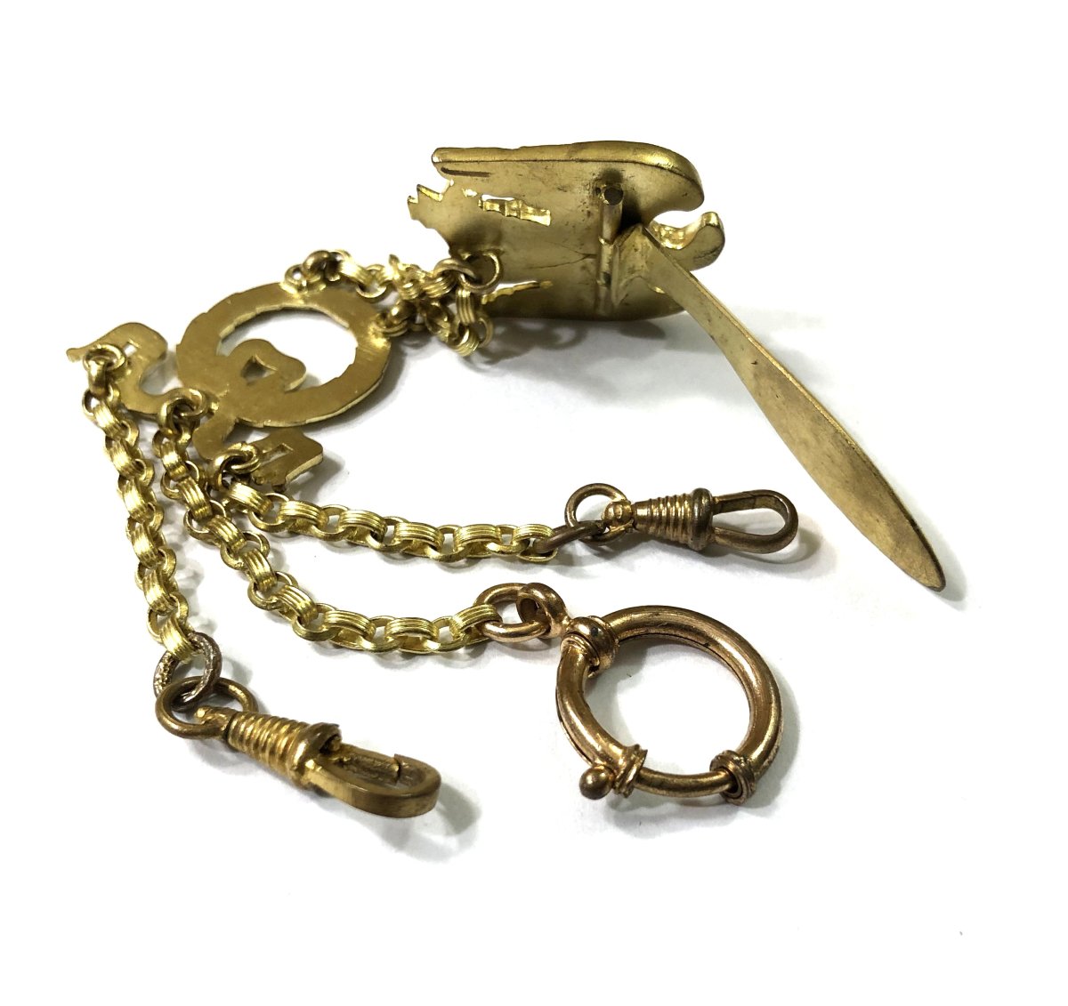 Antique Chatelaine Key In Pomponne For A Pocket Watch With Eagle Decoration, 19th Century-photo-4