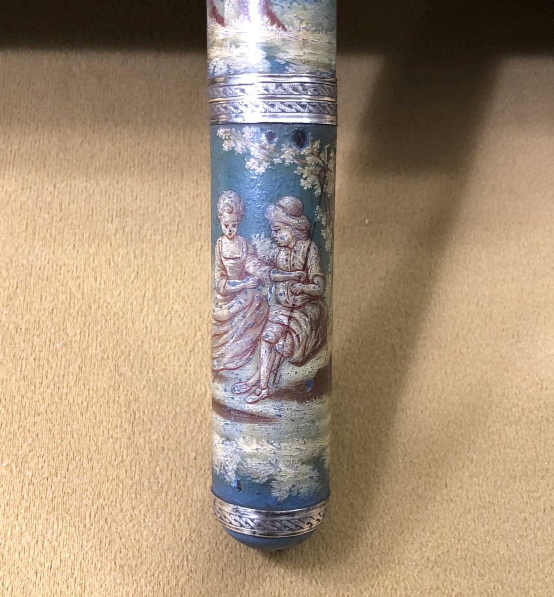 étui à message dit " billet doux "  d'époque LOUIS XVI en vernis martin et argent massif XVIIIe-photo-2