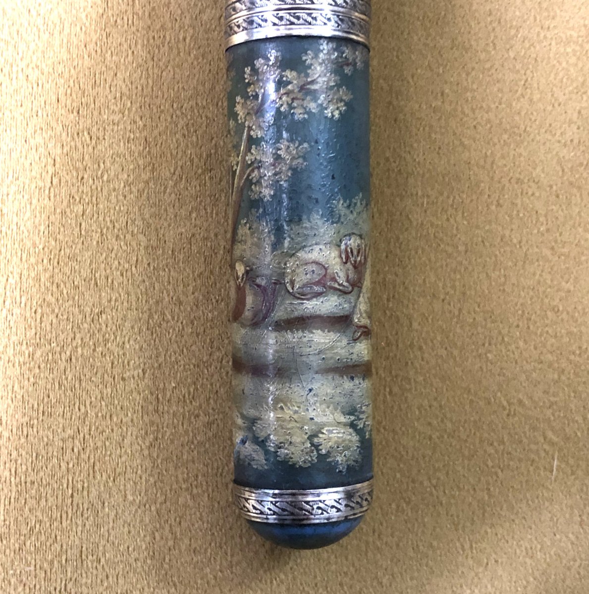 étui à message dit " billet doux "  d'époque LOUIS XVI en vernis martin et argent massif XVIIIe-photo-2