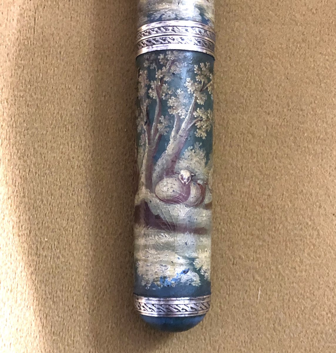 étui à message dit " billet doux "  d'époque LOUIS XVI en vernis martin et argent massif XVIIIe-photo-3