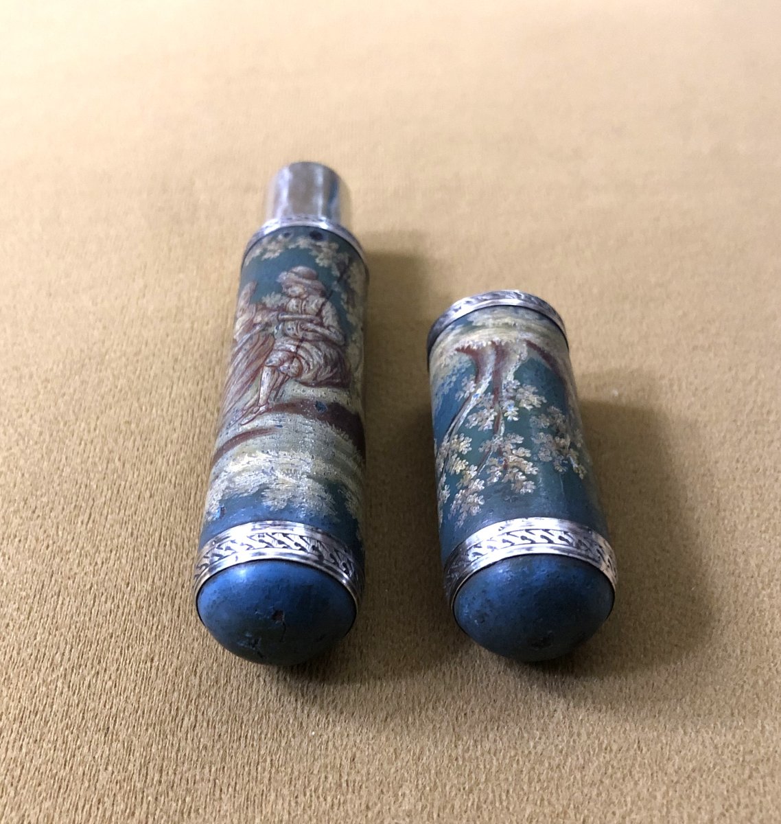 étui à message dit " billet doux "  d'époque LOUIS XVI en vernis martin et argent massif XVIIIe-photo-5