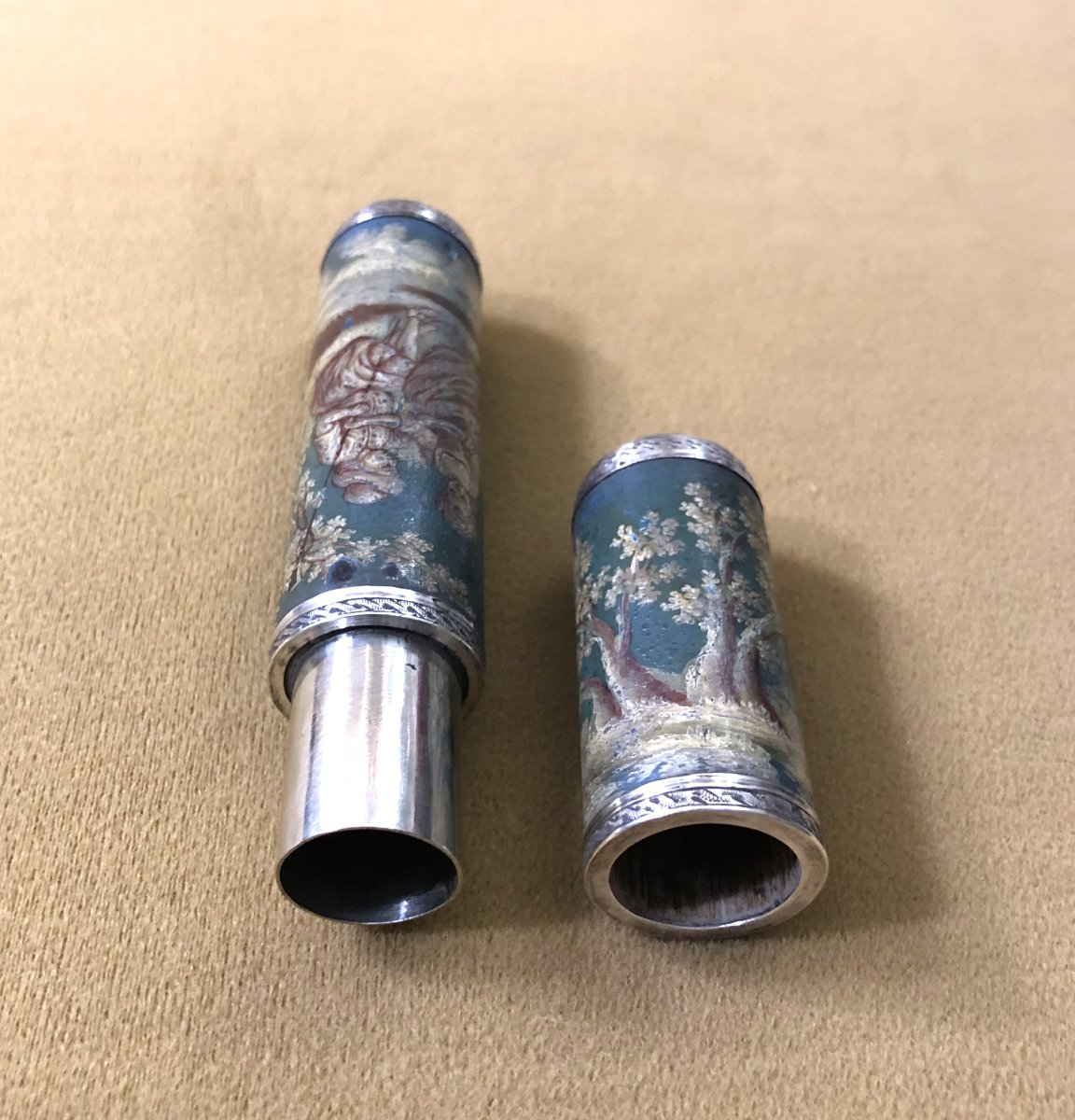 étui à message dit " billet doux "  d'époque LOUIS XVI en vernis martin et argent massif XVIIIe-photo-6