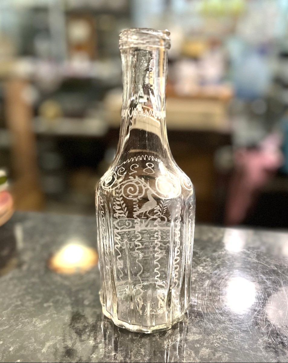 Antique Blown Glass Baptismal Bottle From Flühli (switzerland) Dated 1829-photo-1