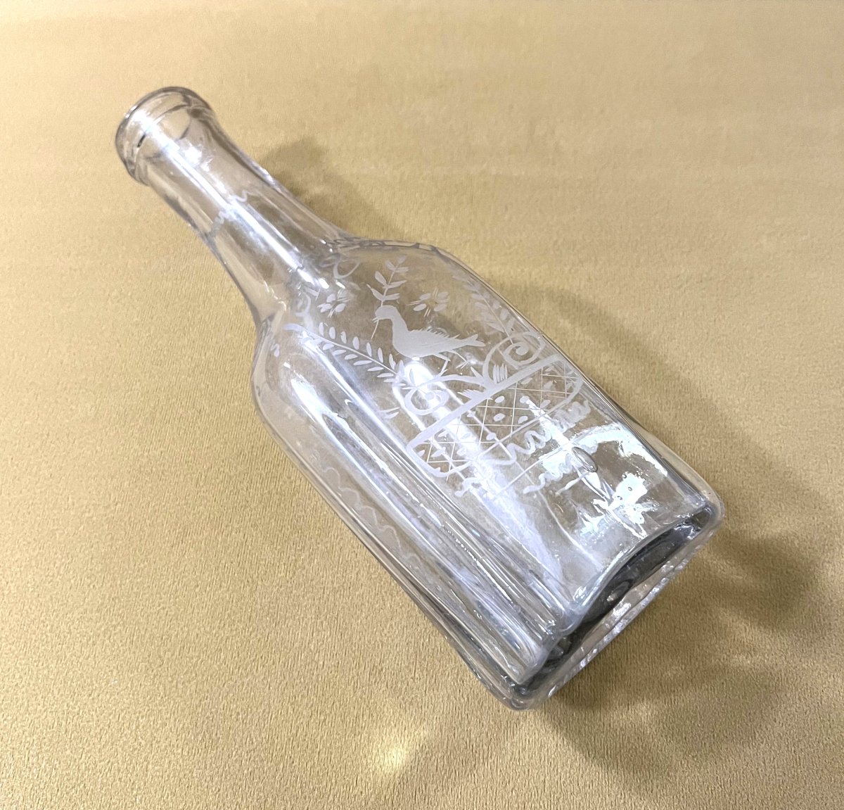 Antique Blown Glass Baptismal Bottle From Flühli (switzerland) Dated 1829-photo-2