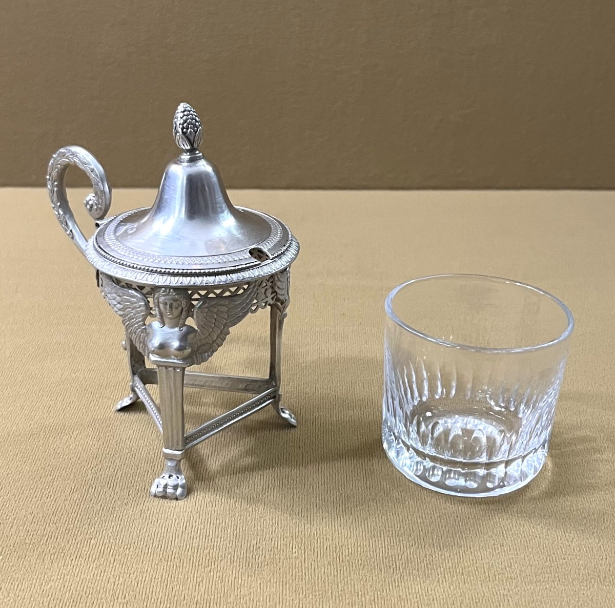 Solid Silver Mustard Pot From The Empire-consulate Period, Rooster Hallmark-photo-5