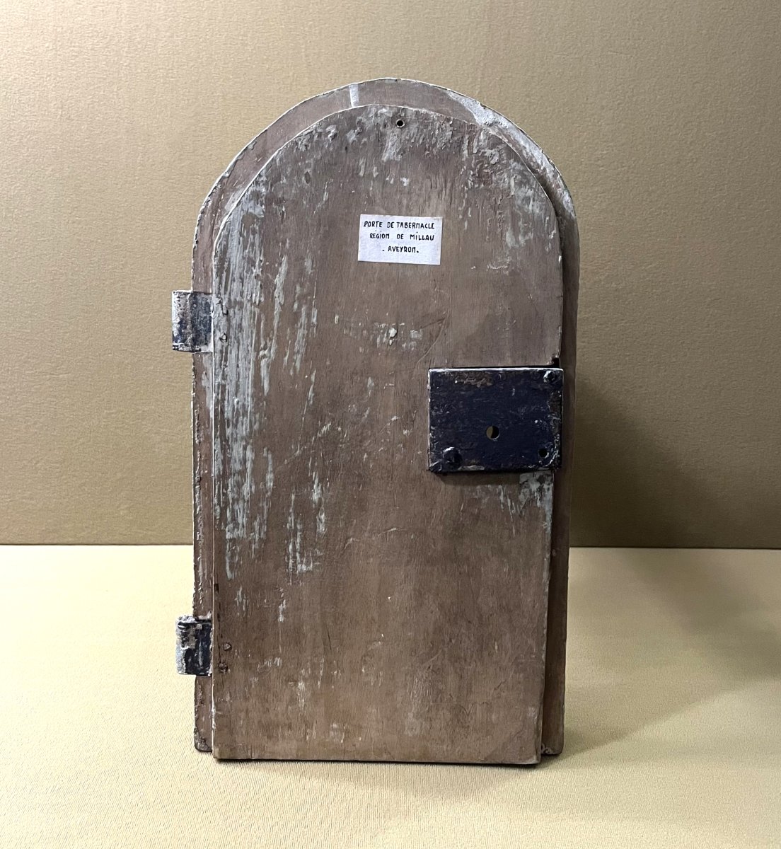 Antique Carved Wooden Tabernacle Door Depicting Christ, 18th Century-photo-4