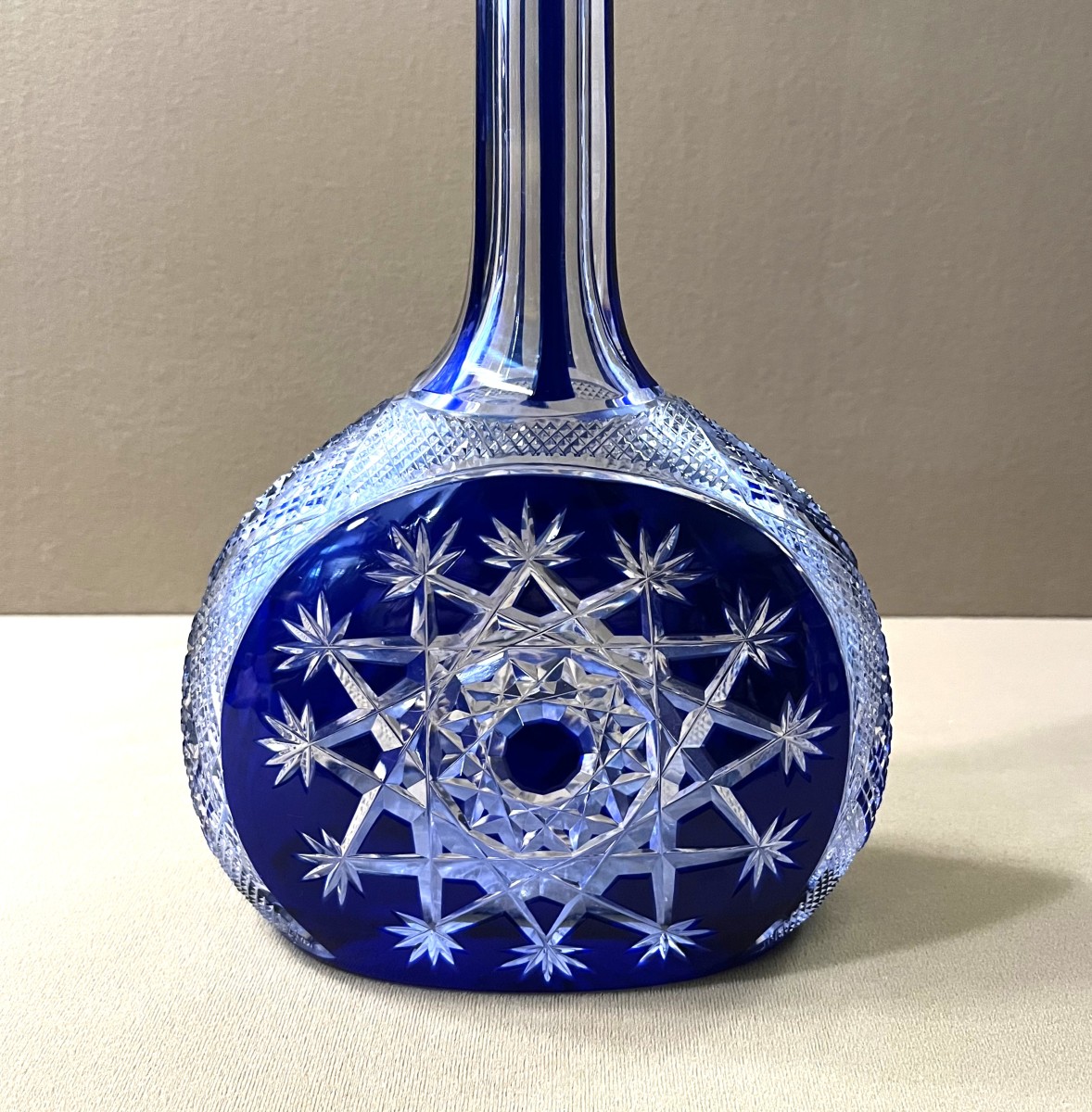Antique "mandoline" Decanter In Baccarat Crystal With Blue Overlay, Model Known As "tsar's"-photo-2