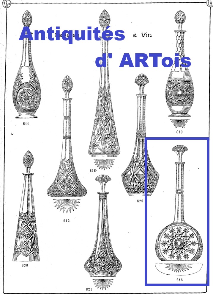 Antique "mandoline" Decanter In Baccarat Crystal With Blue Overlay, Model Known As "tsar's"-photo-4
