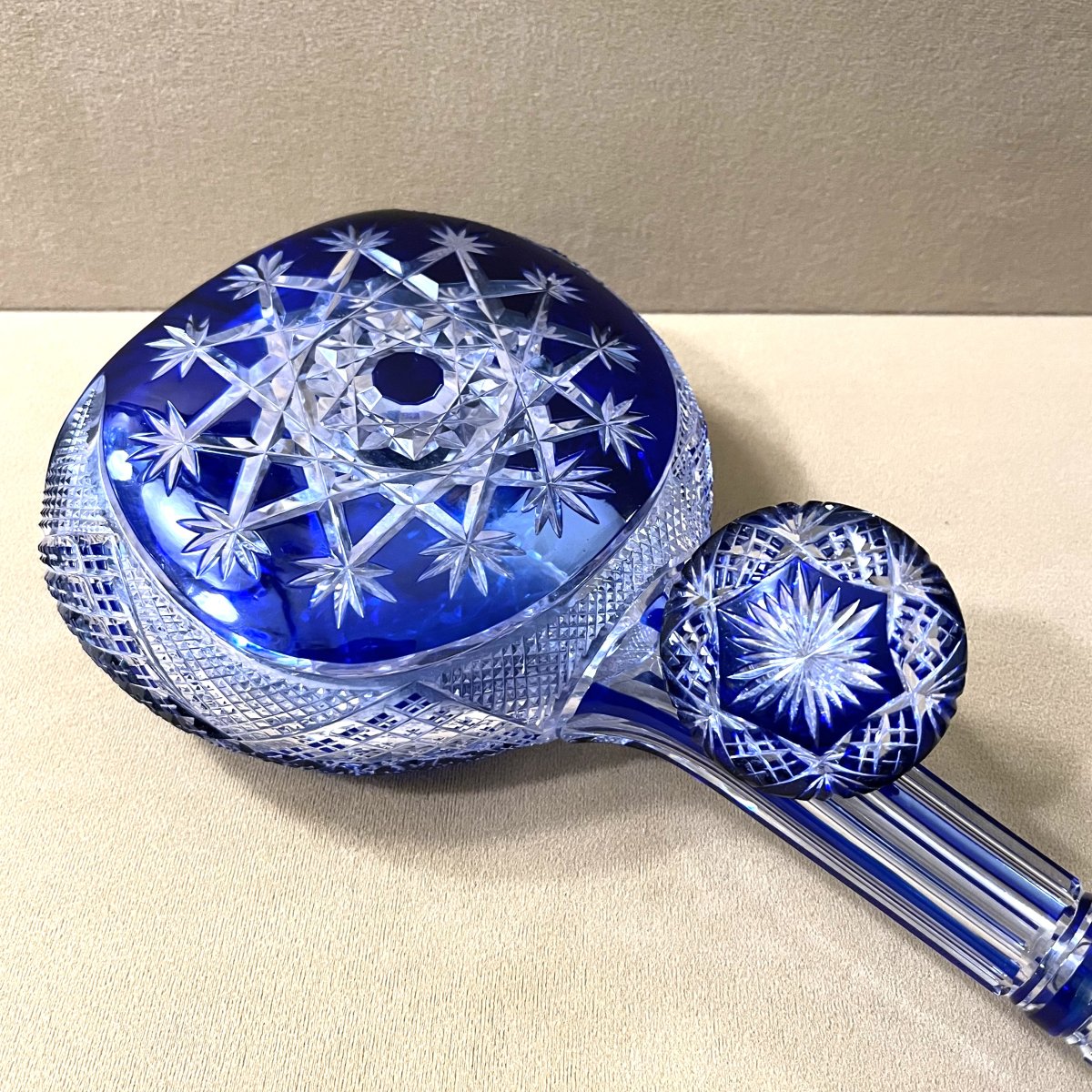 Antique "mandoline" Decanter In Baccarat Crystal With Blue Overlay, Model Known As "tsar's"-photo-3