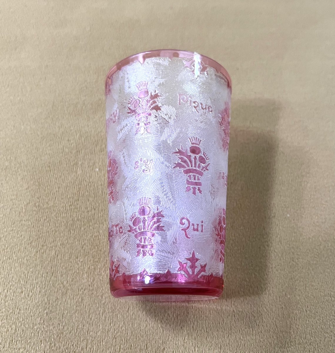 Baccarat Crystal - Acid-etched Crystal Glass Or Goblet Decorated With Thistles -photo-2