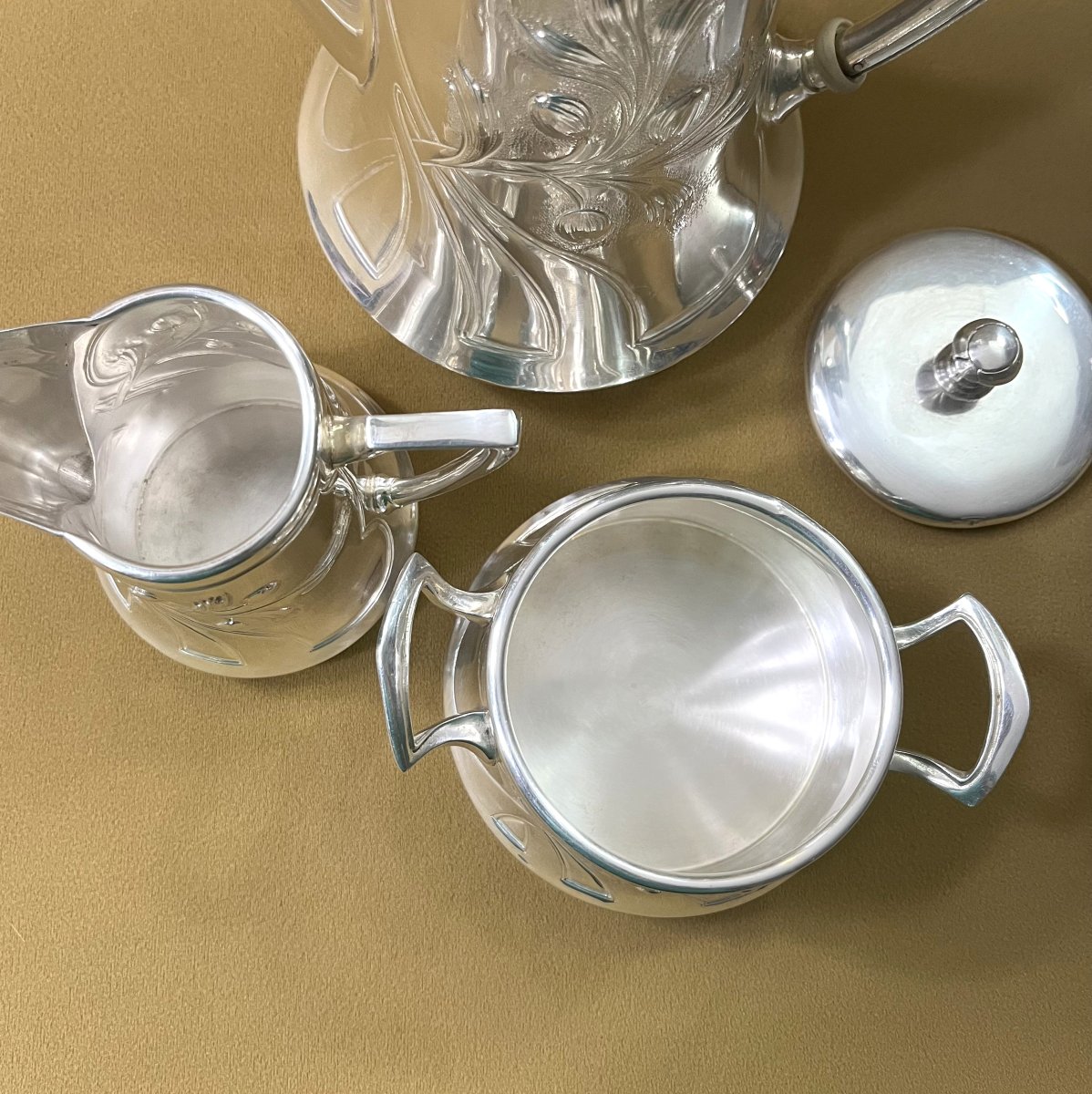 Otto Bottcher Erben - Art Nouveau Silver-plated Coffee Service, Hallmarked Obe-photo-2