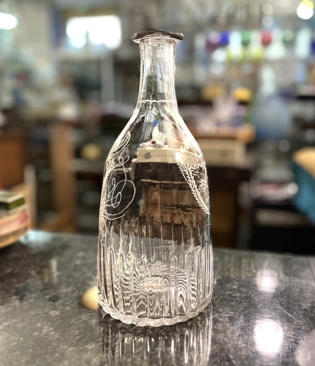 ancienne bouteille de mariage en verre soufflé de Flühli (Suisse) daté 1851-photo-4