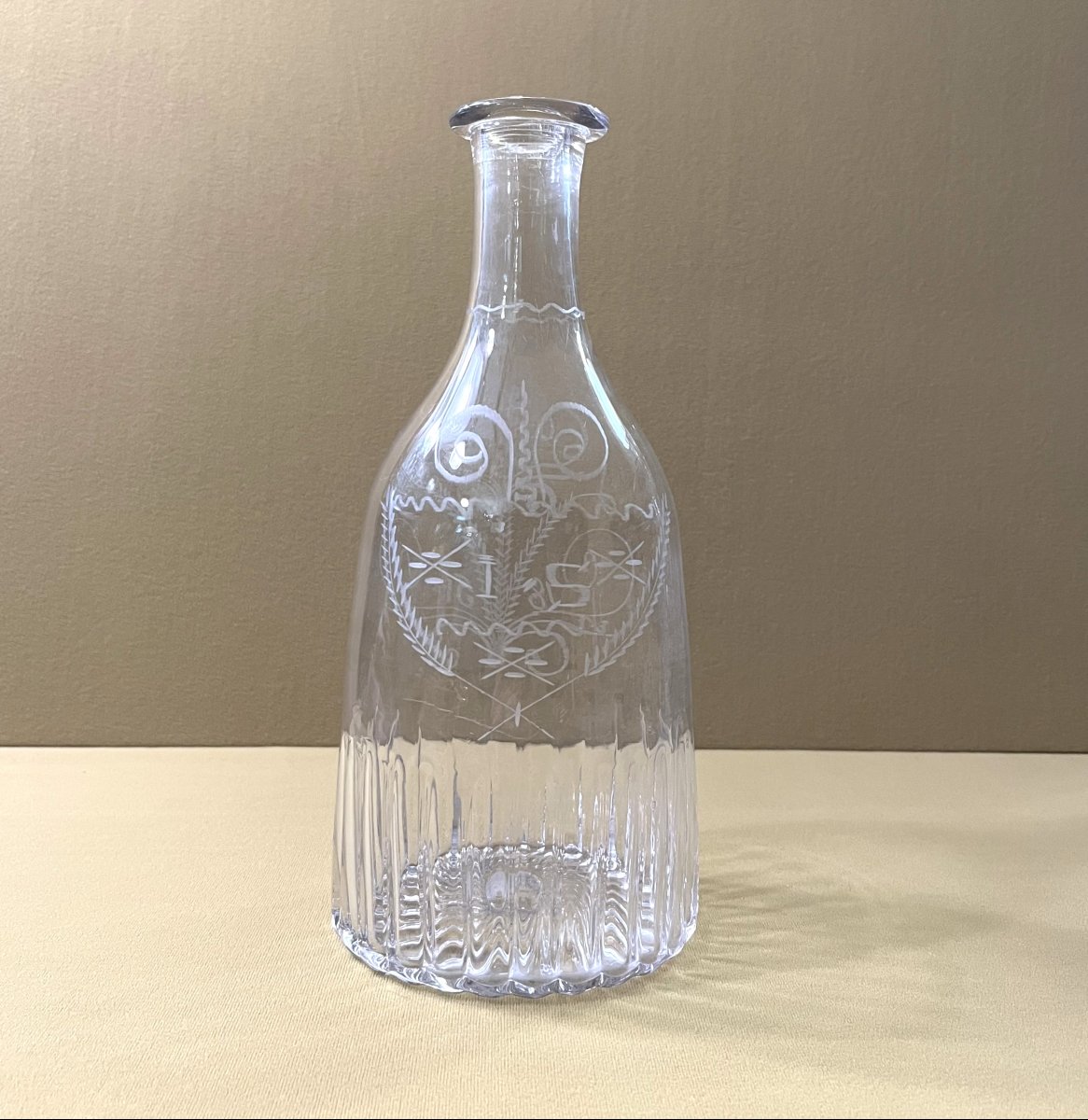 ancienne bouteille de mariage en verre soufflé de Flühli (Suisse) daté 1851-photo-3