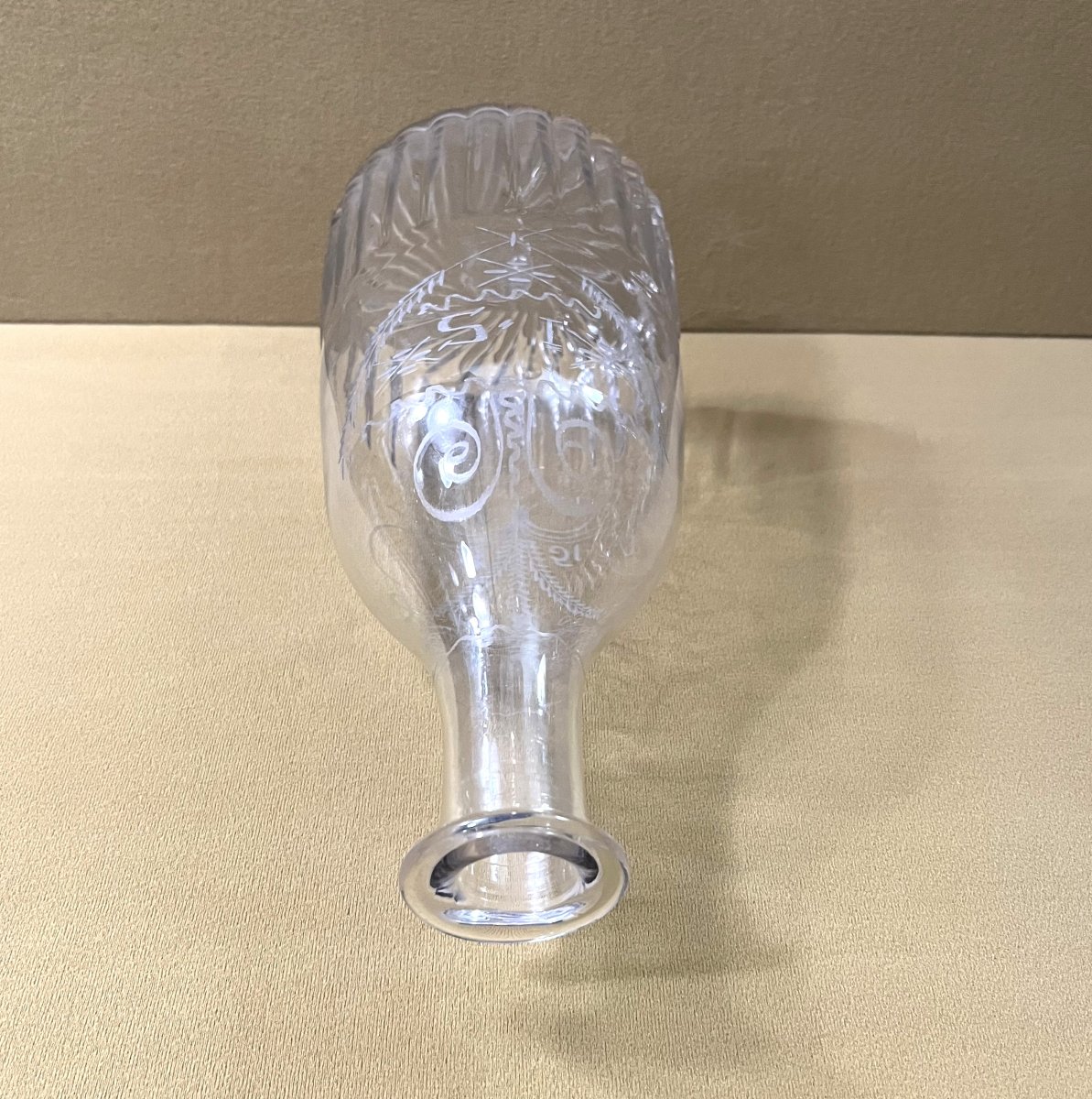 ancienne bouteille de mariage en verre soufflé de Flühli (Suisse) daté 1851-photo-4