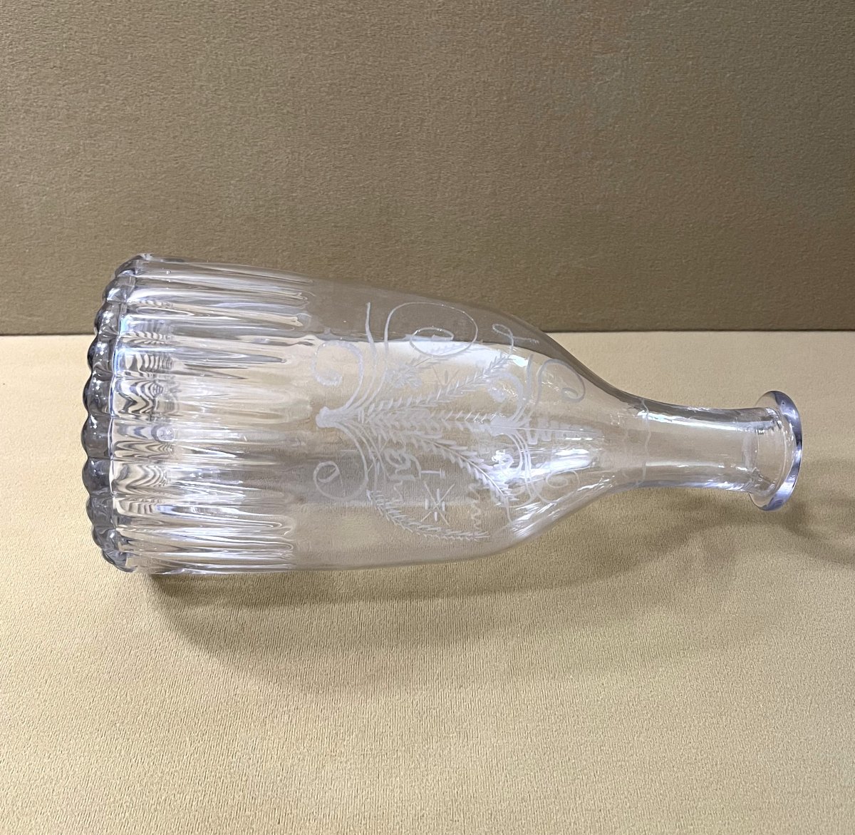 ancienne bouteille de mariage en verre soufflé de Flühli (Suisse) daté 1851-photo-5