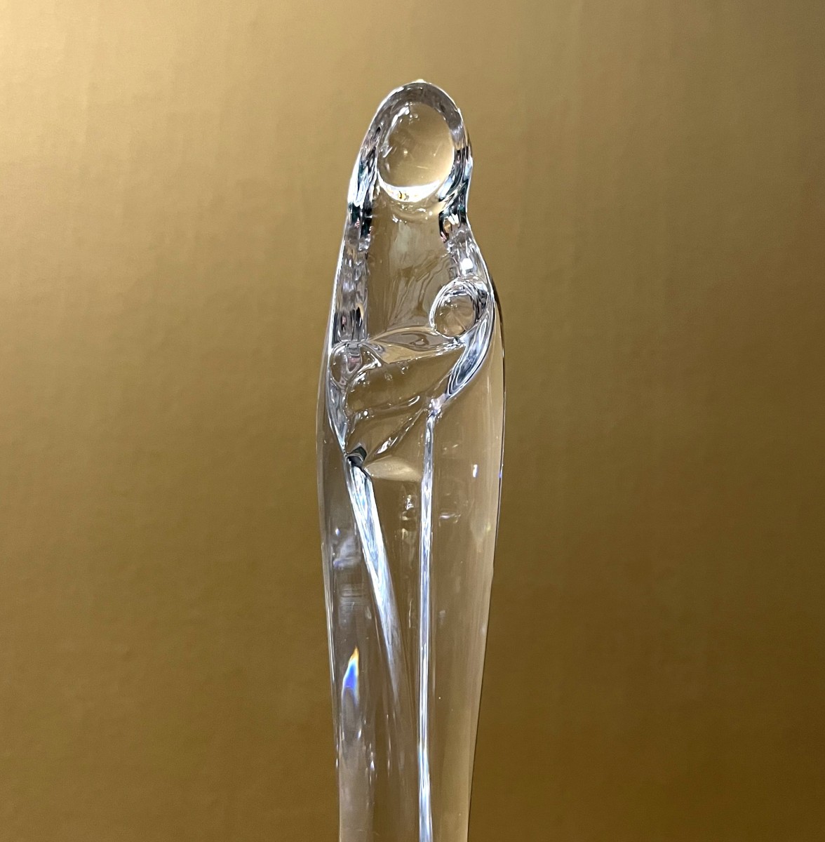 sculpture / statue de la Vierge à l'enfant en cristal signé DAUM France-photo-2