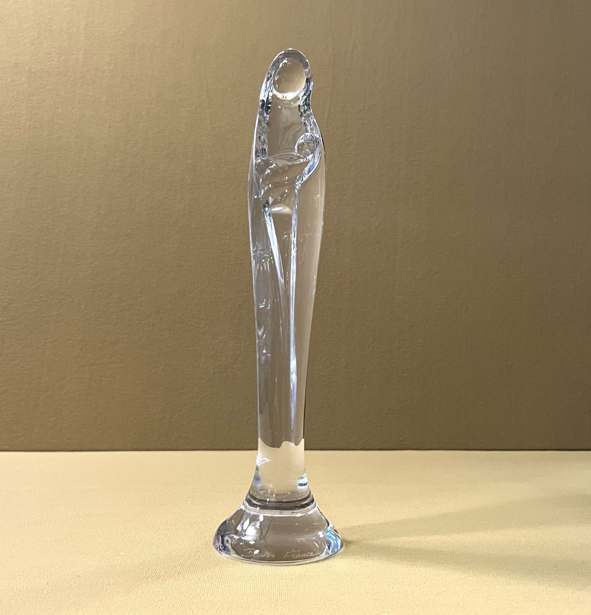 sculpture / statue de la Vierge à l'enfant en cristal signé DAUM France
