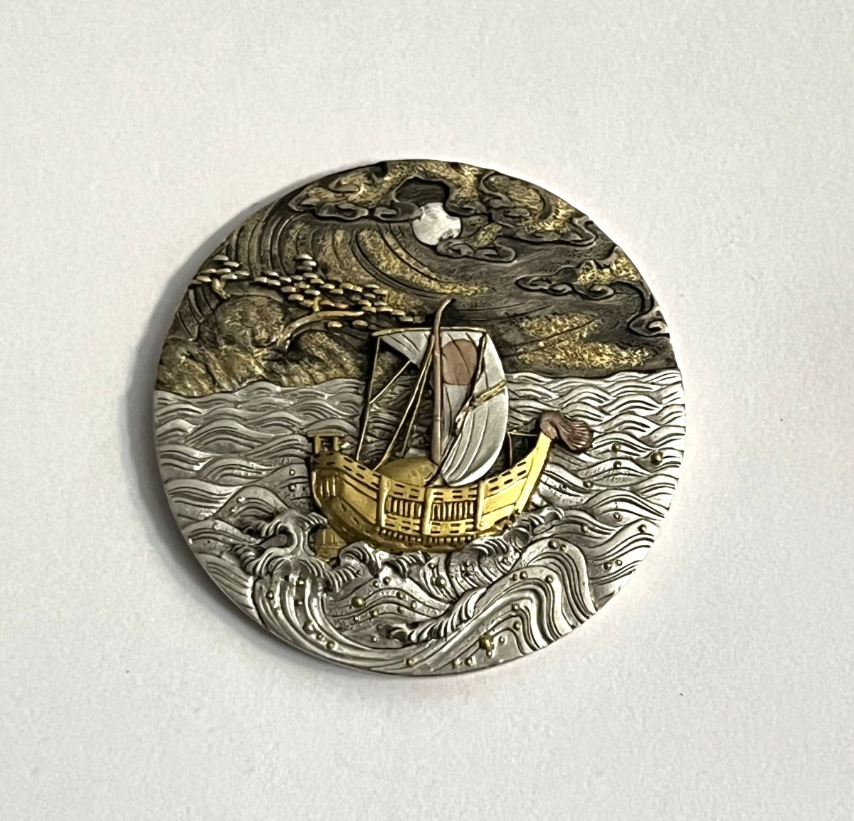 médaillon Japonais en SHAKUDO et SHIBUICHI période MEIJI