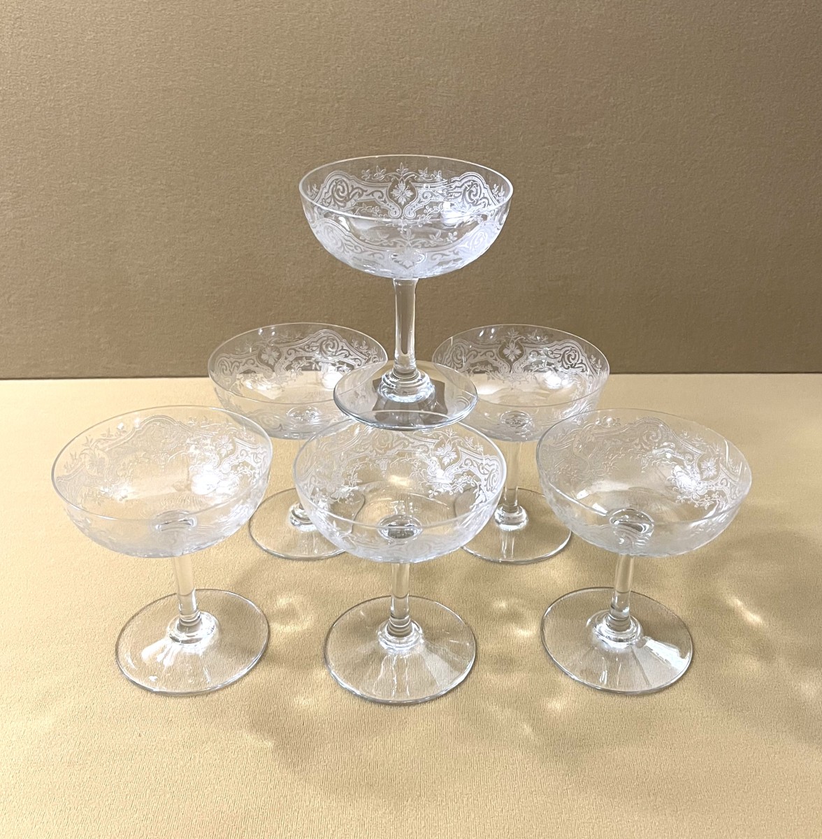 BACCARAT - 6 coupes à champagnes en cristal estampillé, modèle MEDICIS-photo-3