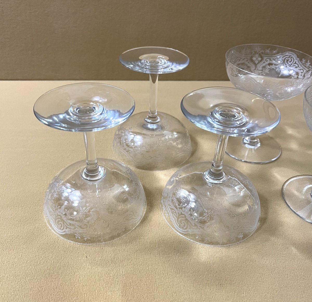 BACCARAT - 6 coupes à champagnes en cristal estampillé, modèle MEDICIS-photo-3