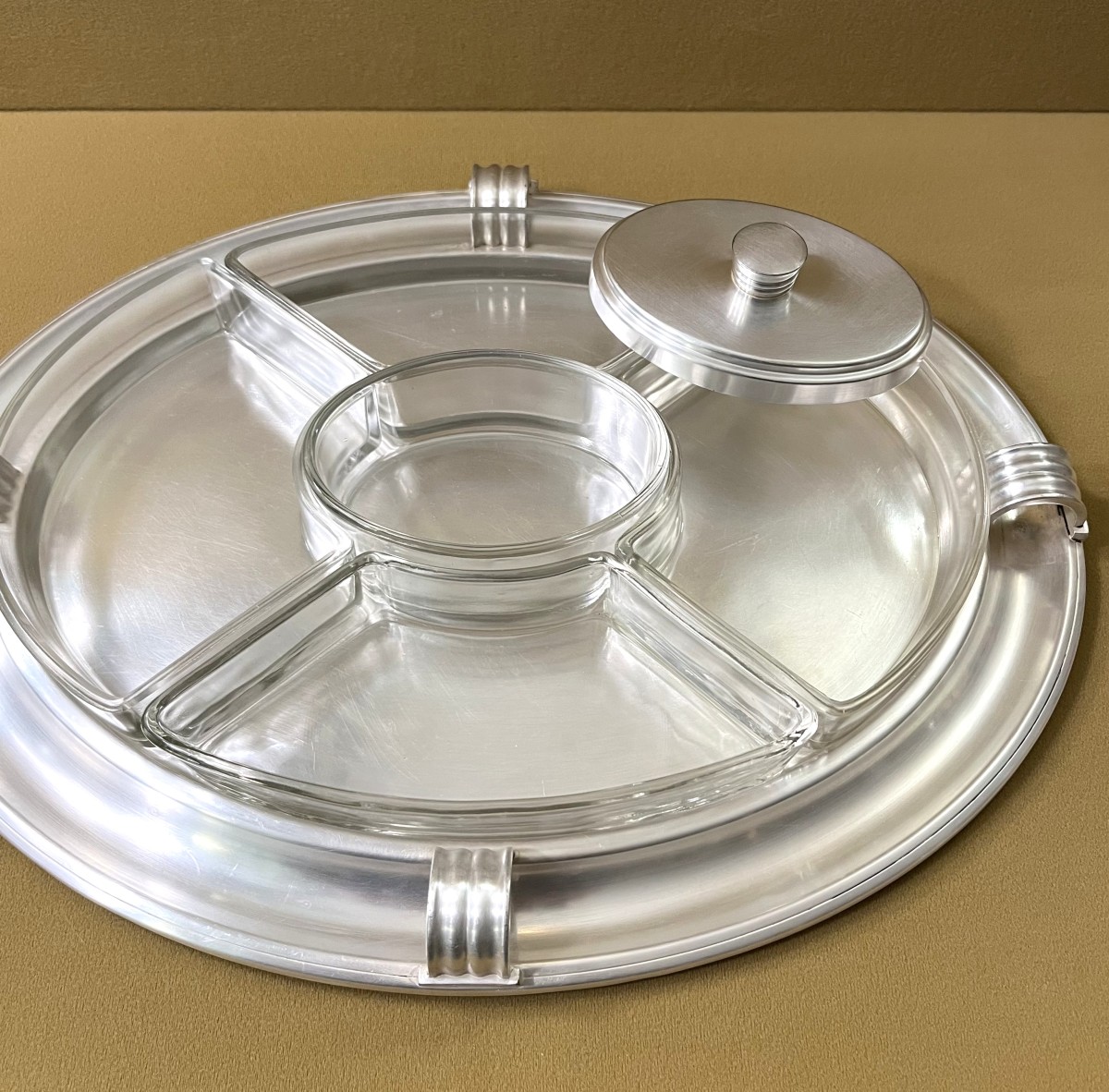 Christofle - Art Deco Silver-plated Metal Serving Tray Stand-photo-2